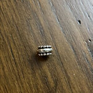 PANDORA Retired Sterling Line & Dot Silver Ring Designer Bead Charm - 790175